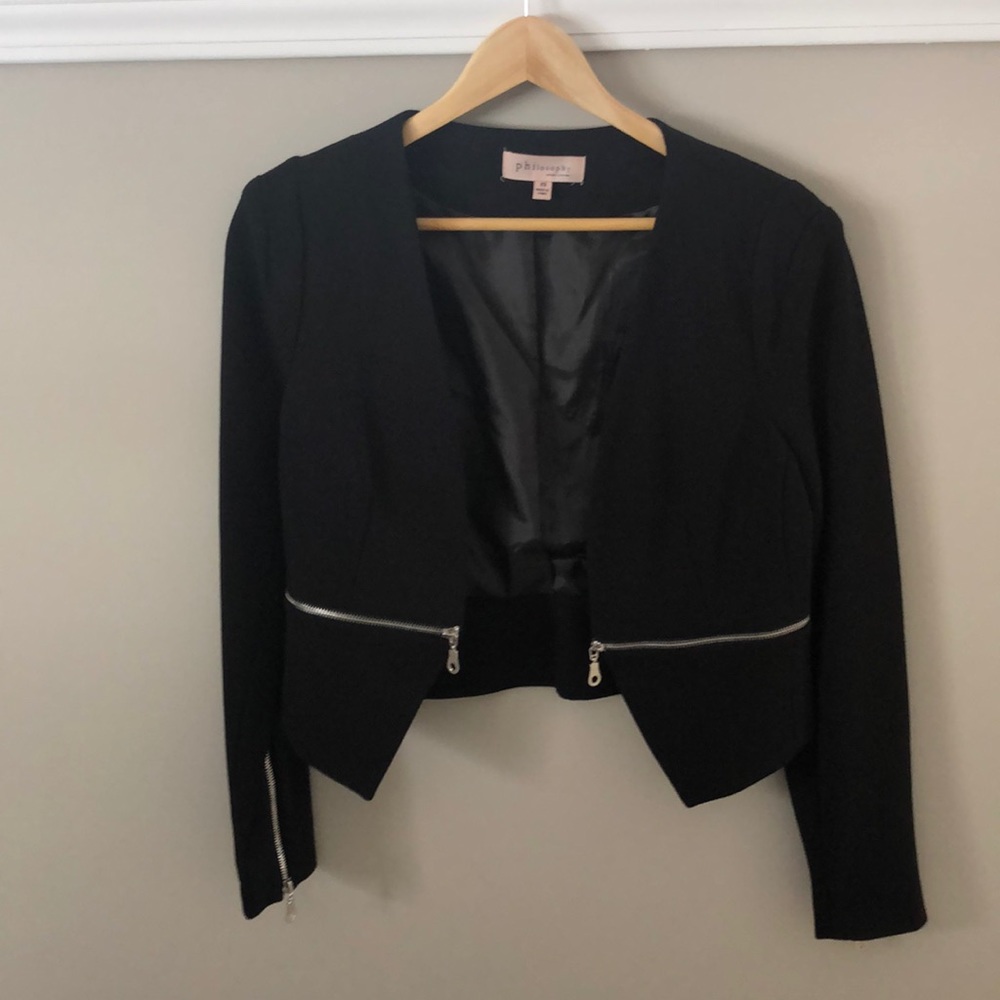 Black waist length blazer